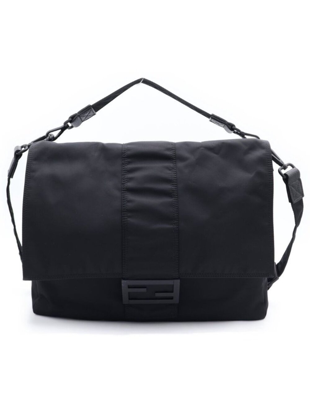 Fendi Baguette Messenger Shoulder Bag Black